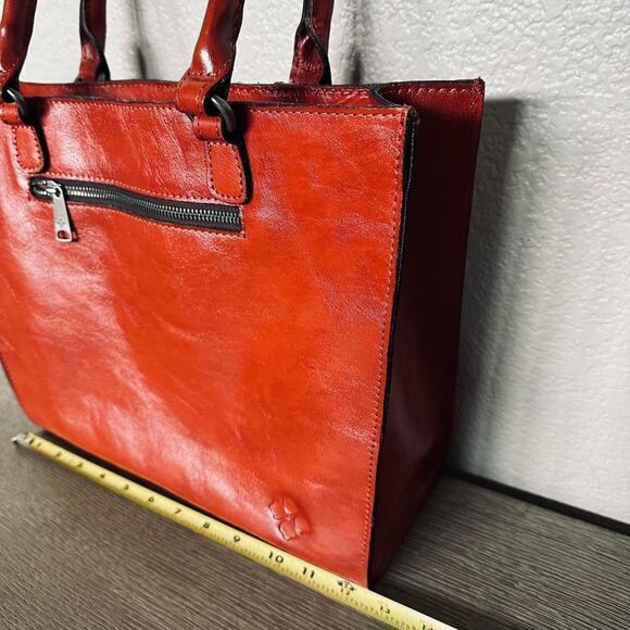 Patricia Nash Zancona Ochre Rust Orange Tooled Leather Purse Tote Shoulder Bag - Picture 4 of 11